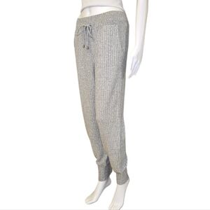 SPLENDID Heather Grey Marled Wide-Rib Knit High-Rise Drawstring Waist Joggers L